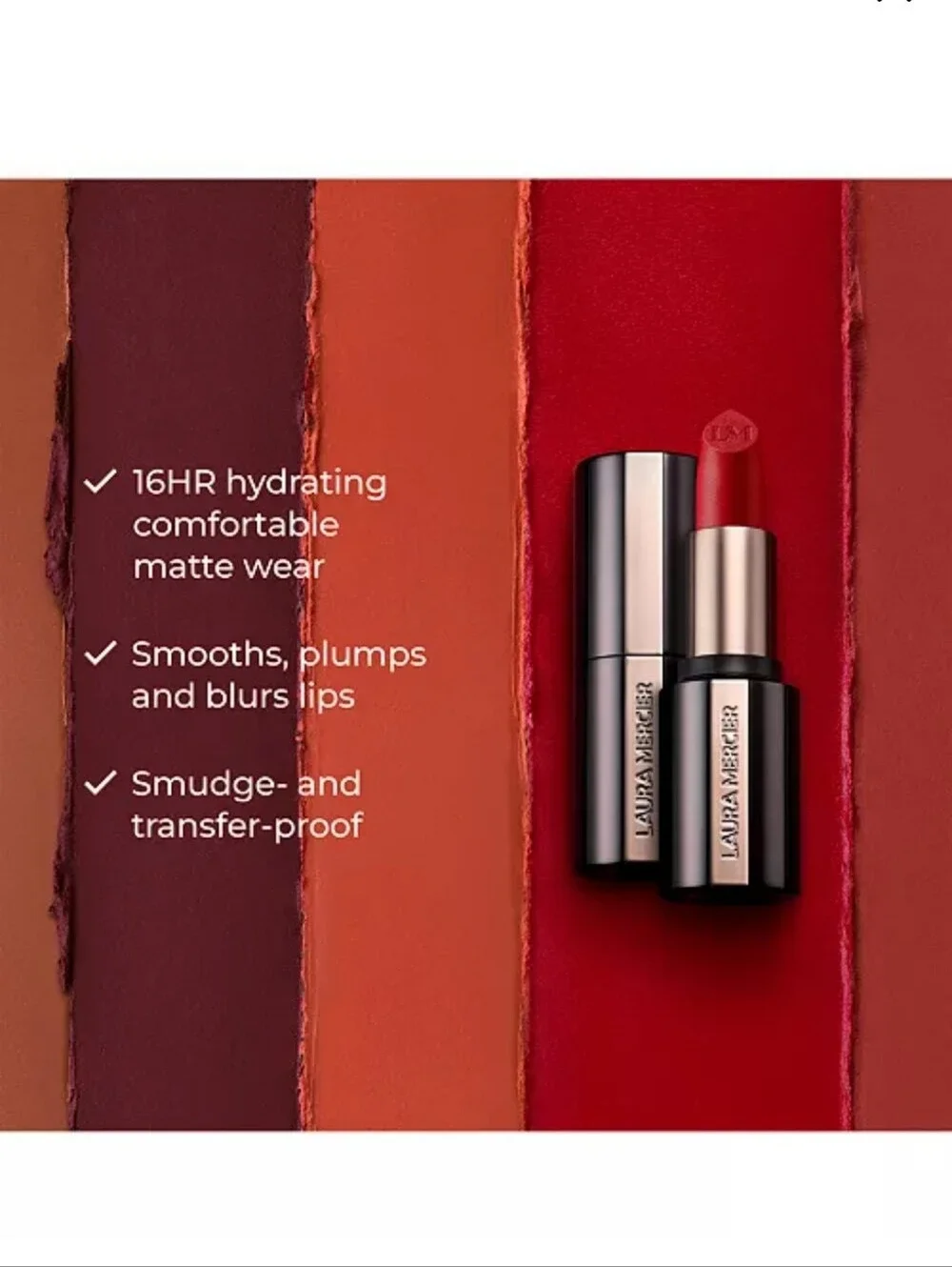 🌺Laura Mercier Pink Tulle Caviar Smoothing Matte Lipstick Transfer Proof